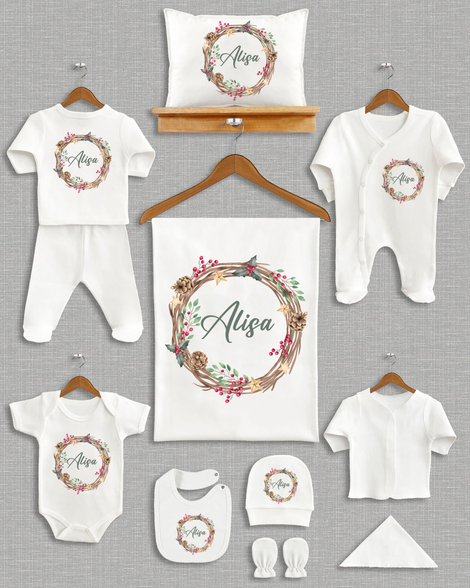 Yılbaşı Çelenk Tasarımı 11'li Organik İsme Özel Hastane Çıkışı