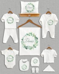 Soft Yaprak Çelenk Tasarımı 11'li Organik İsme Özel Hastane Çıkışı