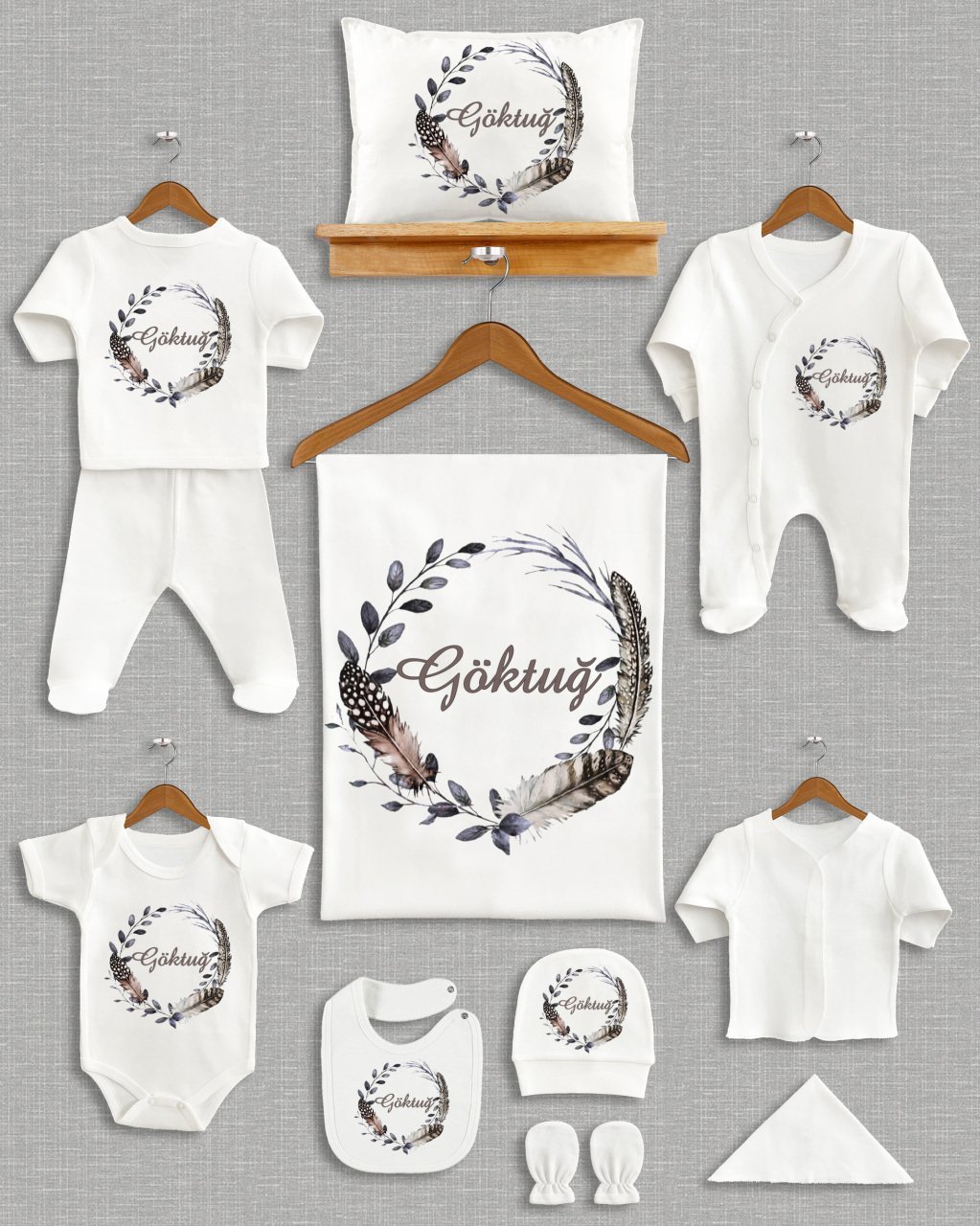 Tüy Çelenk Tasarımı 11'li Organik Hastane Çıkışı