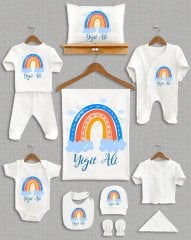 Mavi Bulutlu Gökkuşağı Tasarımı 11'li Organik  Hastane Çıkışı