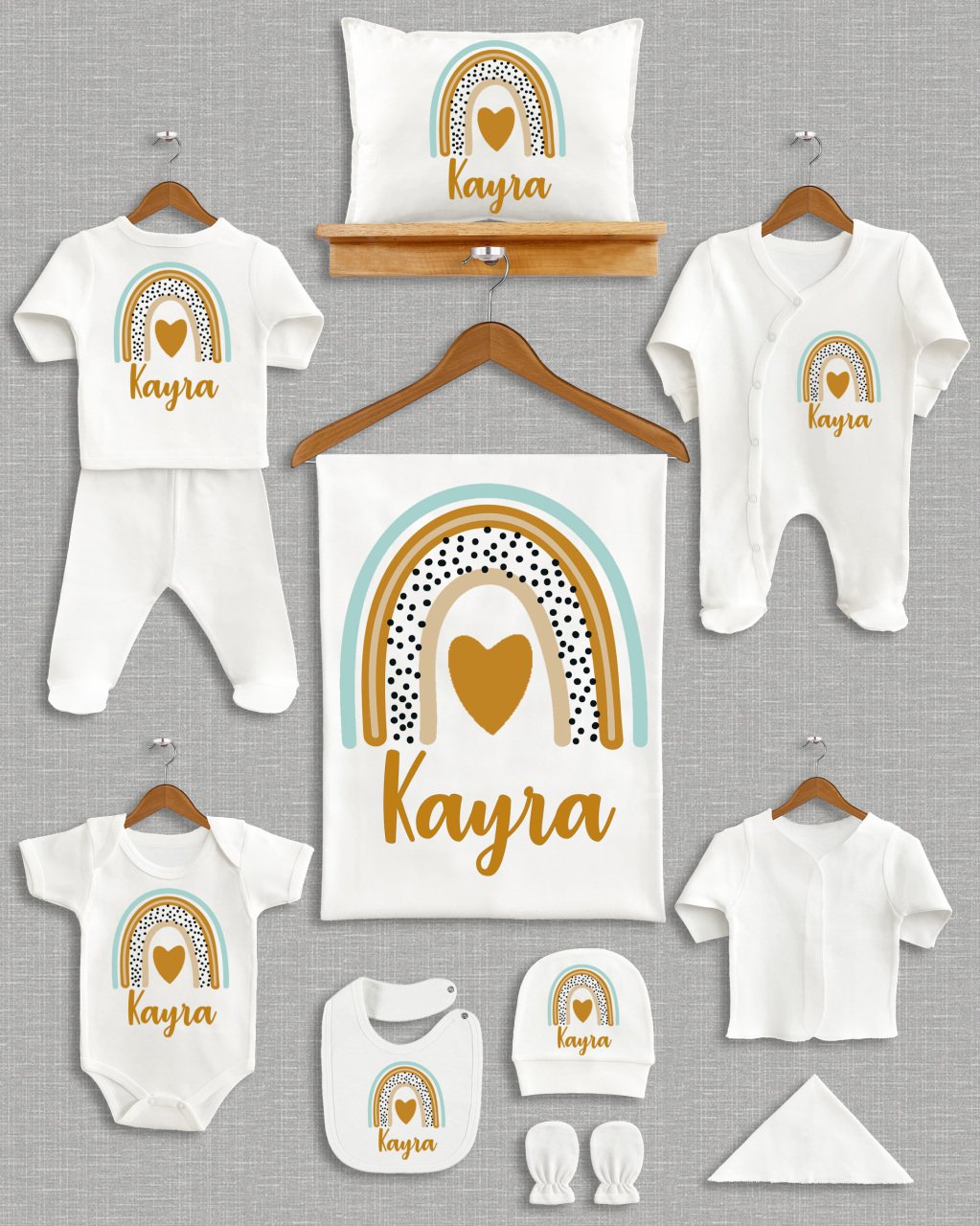 Kalpli Renkli Gökkuşağı Deseni 11'li Organik  Hastane Çıkışı