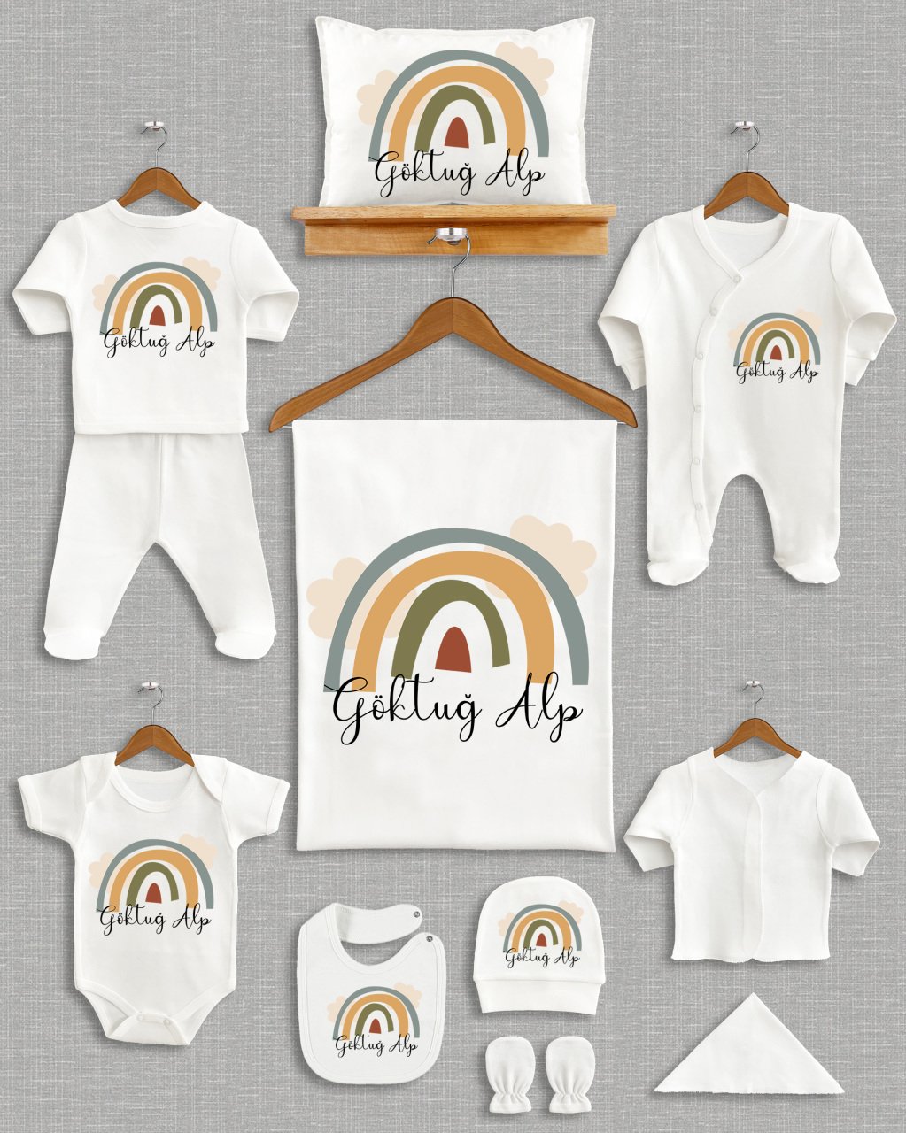 Renkli Gökkuşağı Tasarımı 11'li Organik  Hastane Çıkışı