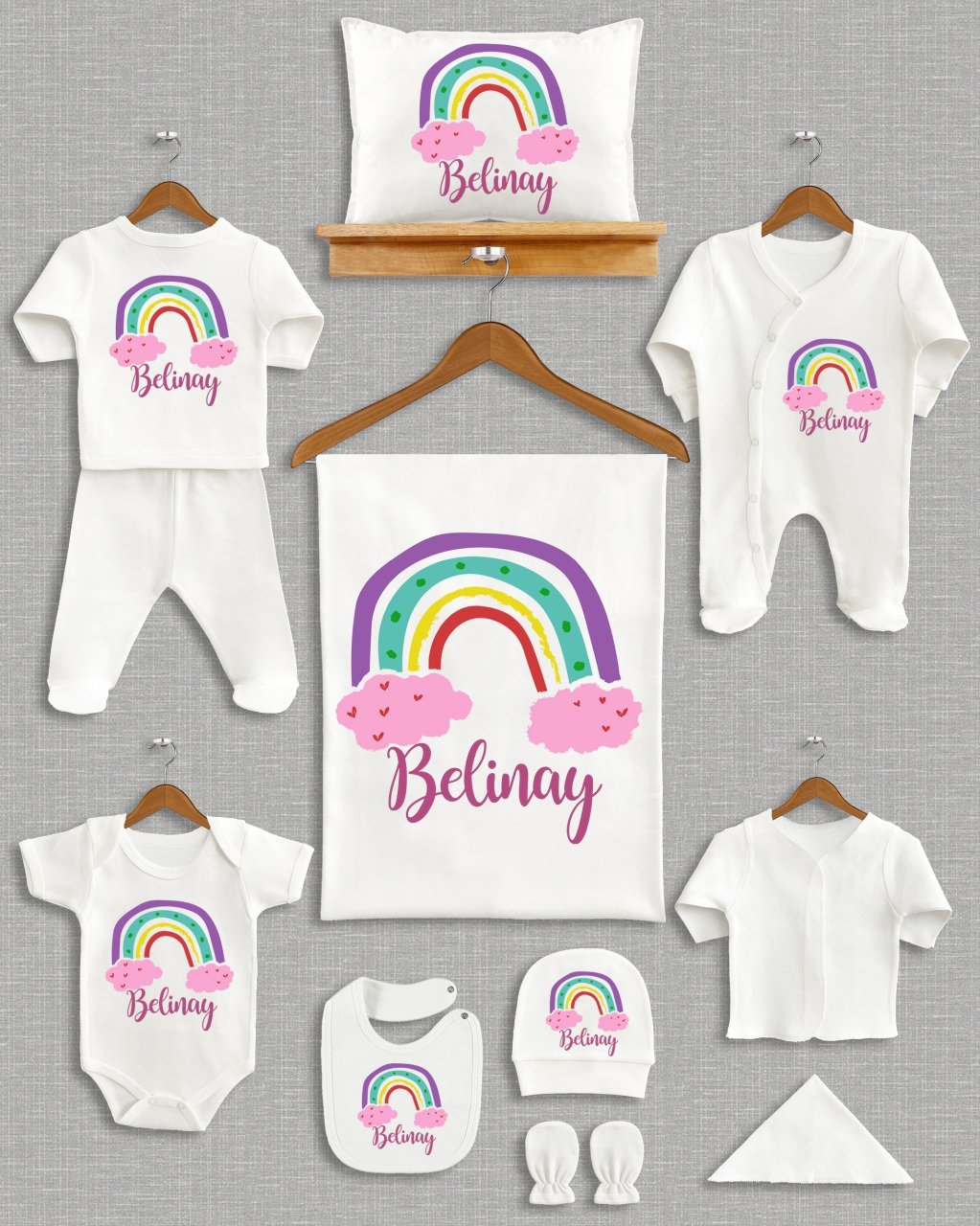 Renkli Gökkuşağı Modeli 11'li Organik  Hastane Çıkışı