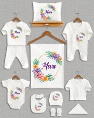 Mor Pembe Sarı Çiçekli 11'li Organik  Hastane Çıkışı