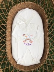 Gökkuşağı Tasarımı Dantelli Tulum Seti