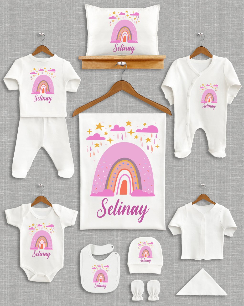 Pembe Bulutlu Gökkuşağı 11'li Organik  Hastane Çıkışı