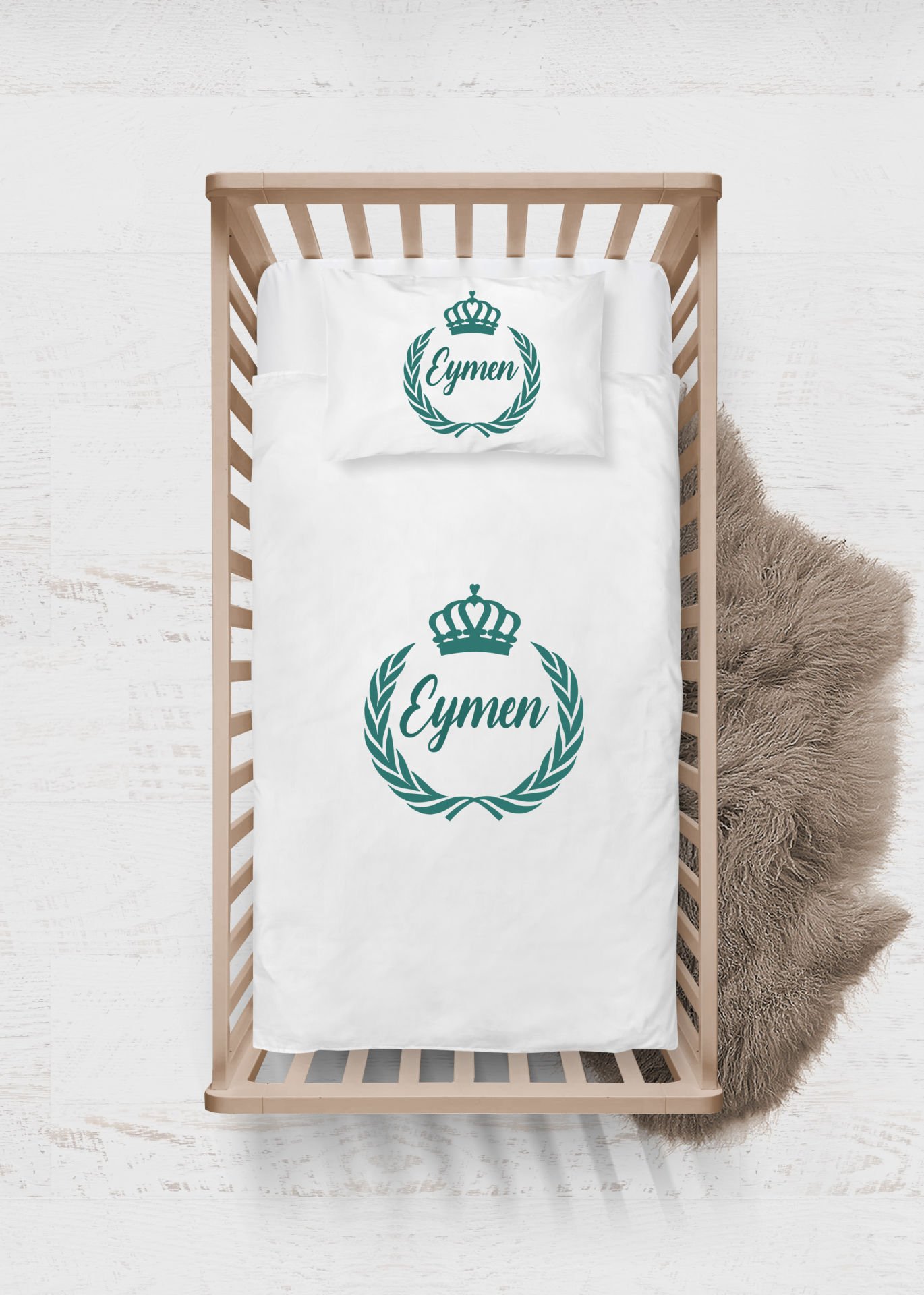 Taçlı Çelenk Tasarımı Nevresim Takımı