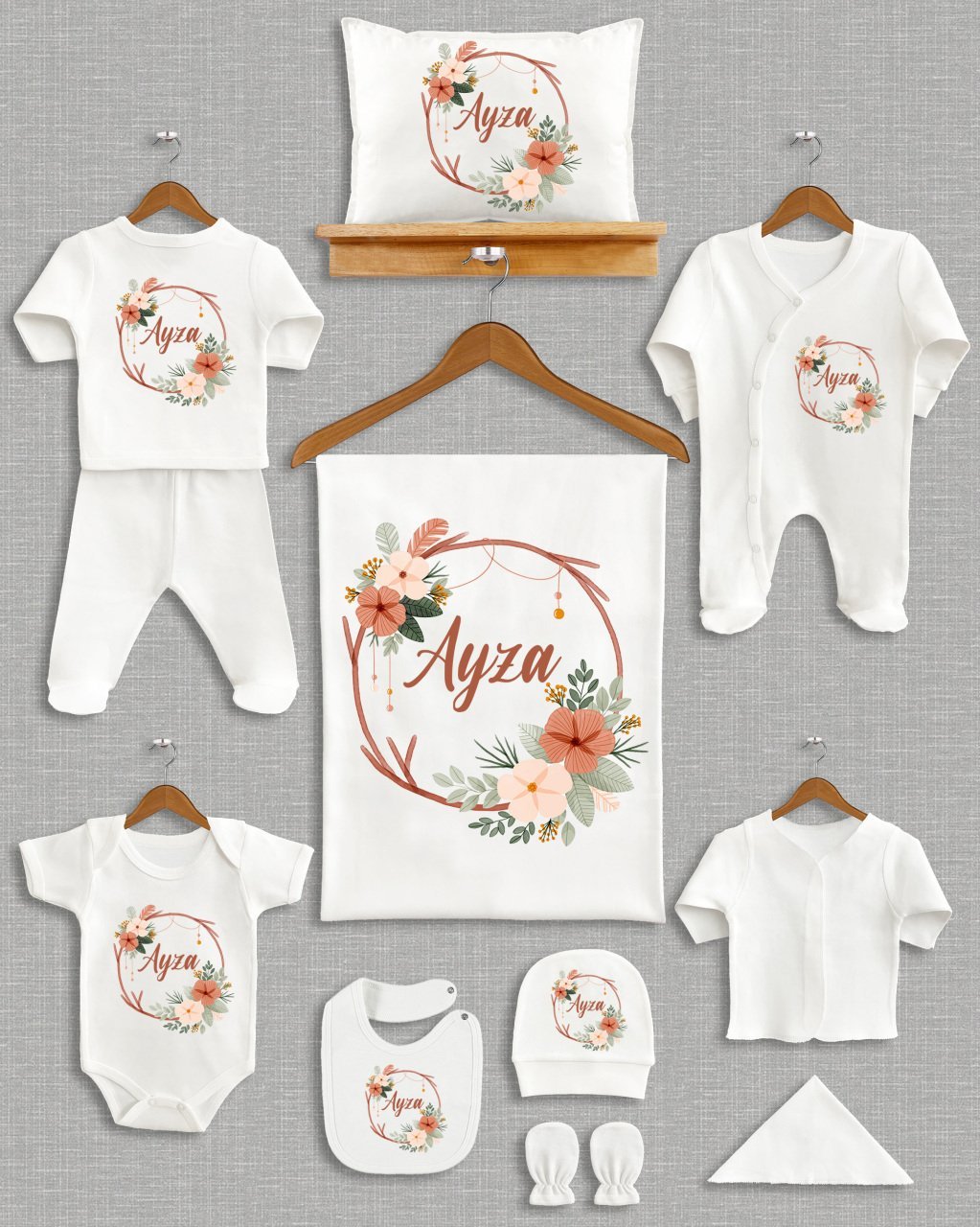 Kahve Çiçekli 11'li Organik  Hastane Çıkışı