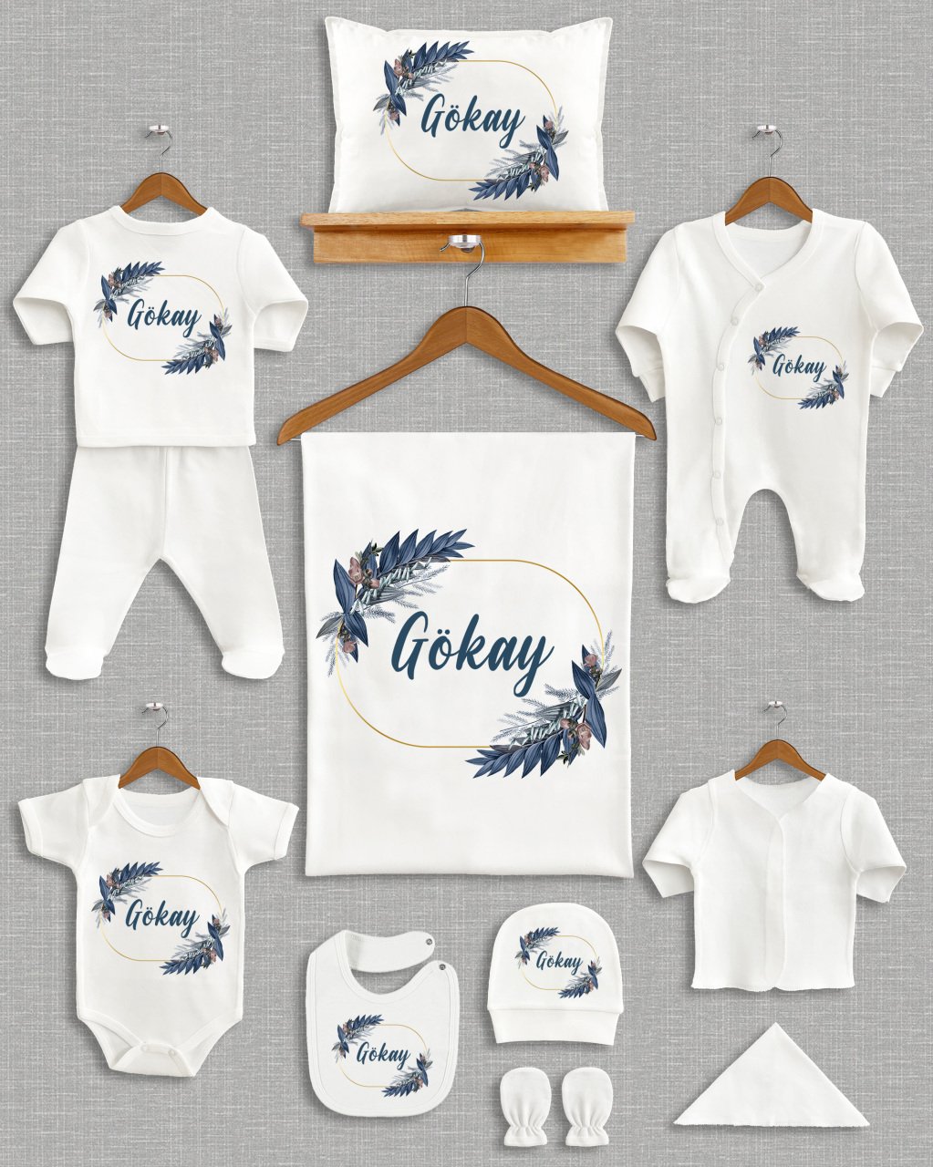 Mavi Çiçekli 11'li Organik  Hastane Çıkışı