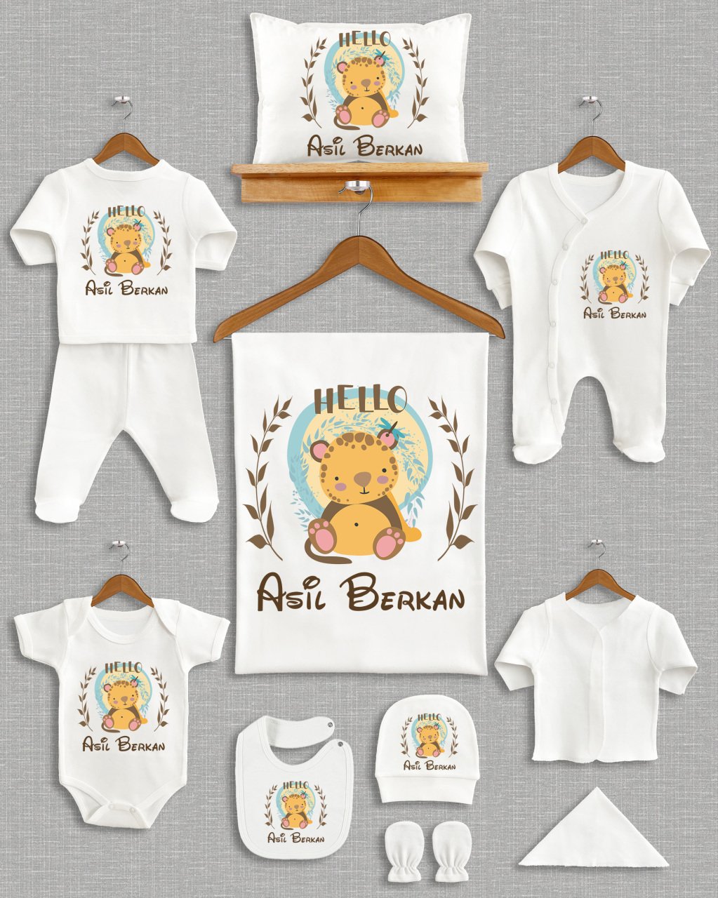 Kahverengi Yapraklı Ayıcıklı 11'li Organik  Hastane Çıkışı