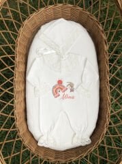 Tavşanlı Gökkuşağı Tasarımı Dantelli Tulum Seti