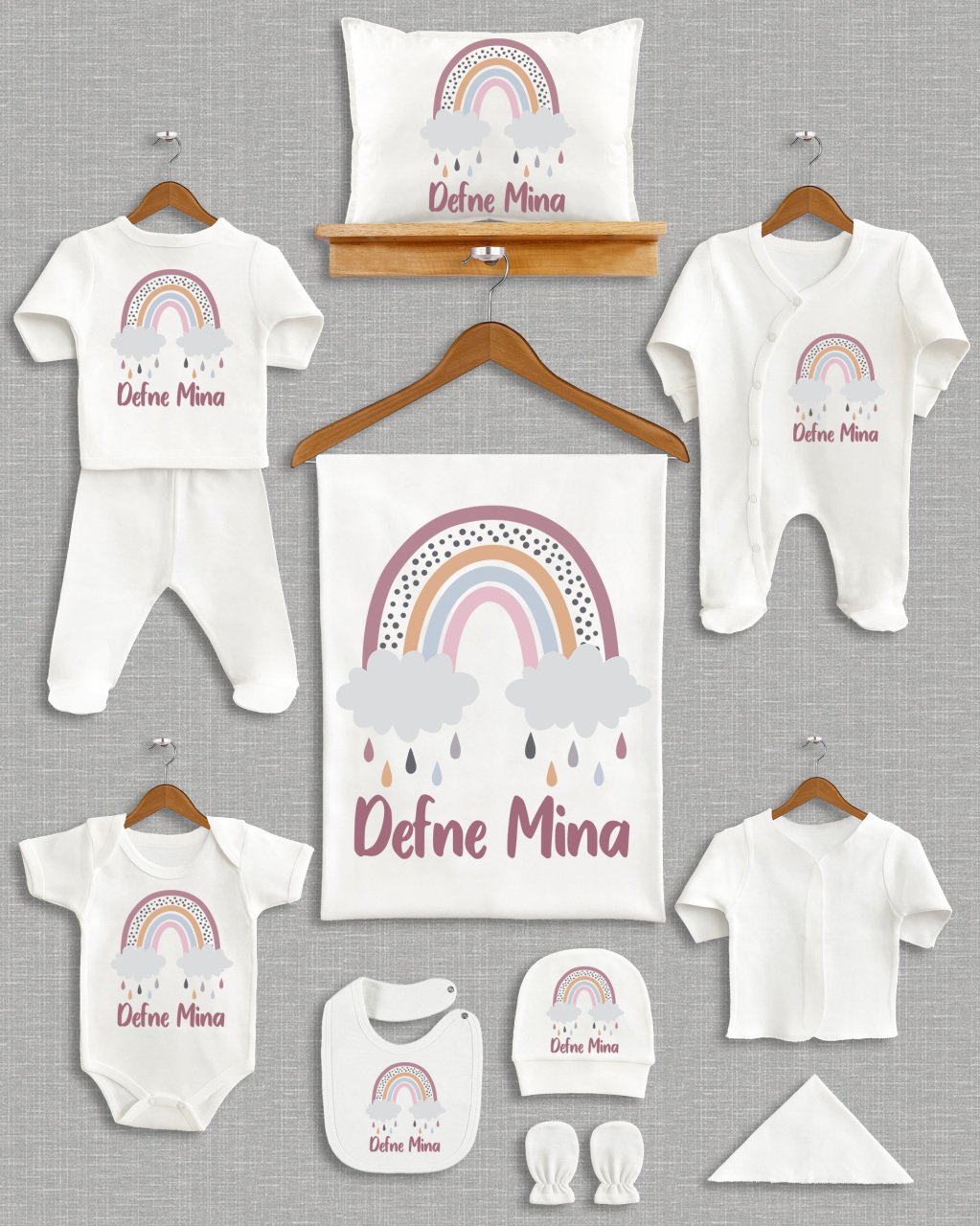 Gökkuşağı Tasarımı 11'li Organik  Hastane Çıkışı