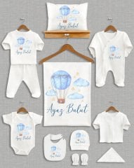 Mavi Uçan Balon Bulut Tasarımı 11'li Organik  Hastane Çıkışı