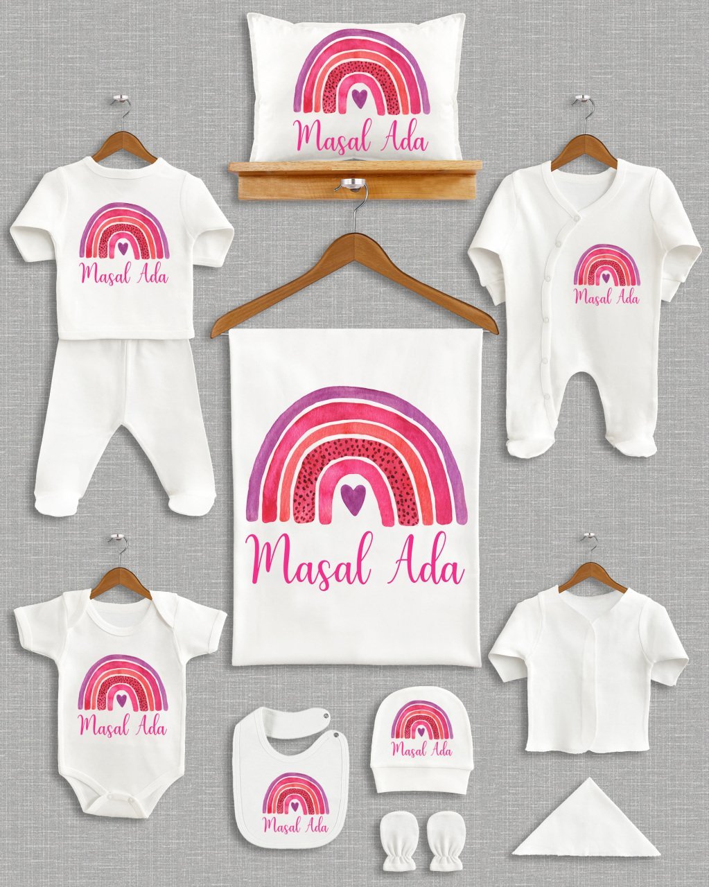 Renkli Gökkuşağı Tasarımı 11'li Organik  Hastane Çıkışı