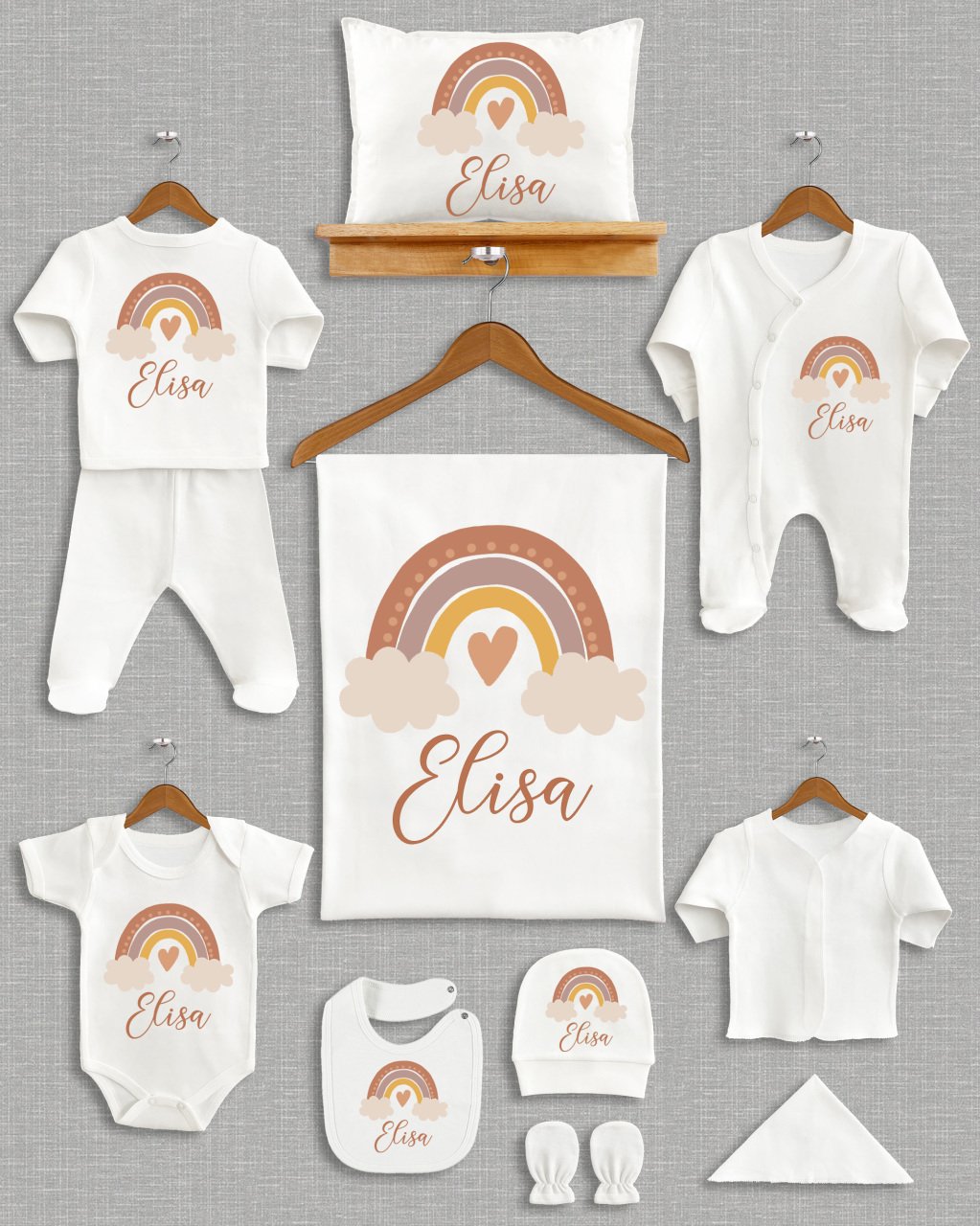 Pastel Gökkuşağı Tasarımı 11'li Organik  Hastane Çıkışı