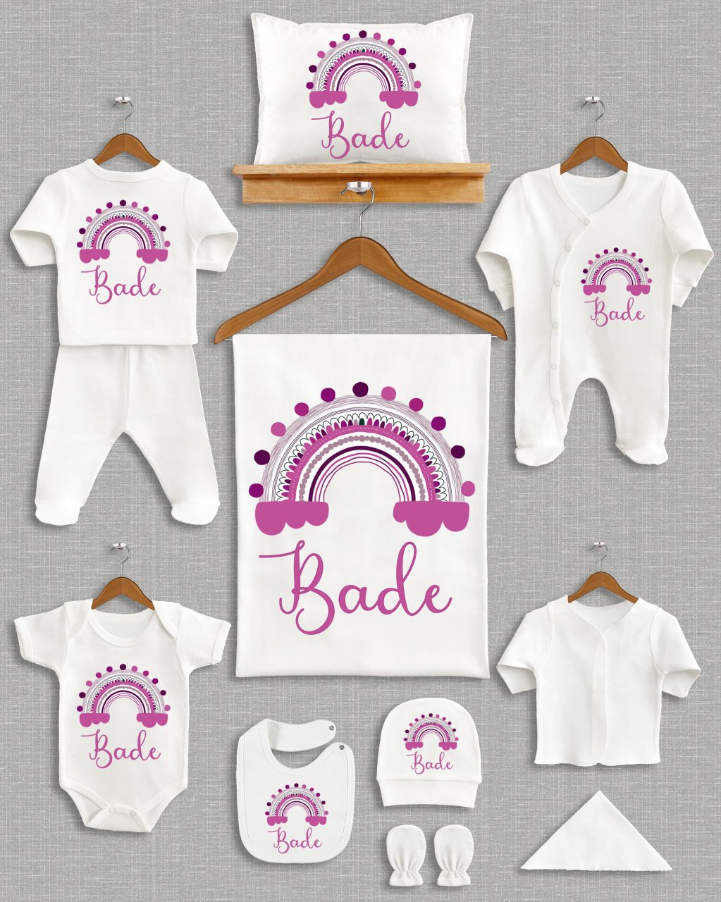 Pastel Gökkuşağı Tasarımı 11'li Organik Hastane Çıkışı