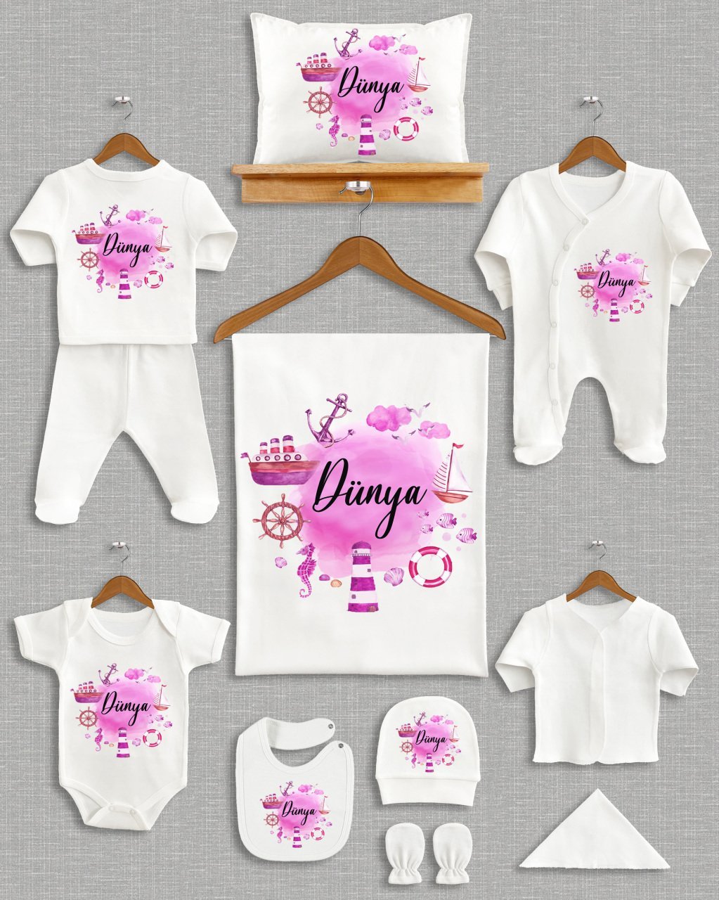 Deniz Temalı 11'li Organik  Hastane Çıkışı