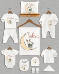 Ay Üzerinde Sevimli Tavşan Tasarımı 11'li Organik Hastane Çıkışı