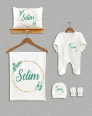 Yeşil Yaprak Çelenk Tasarım 5'li Organik Hastane Çıkışı