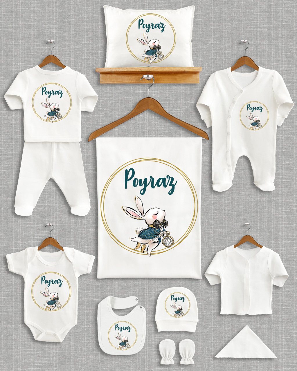 Sevimli Tavşan Tasarımı 11'li Organik Hastane Çıkışı