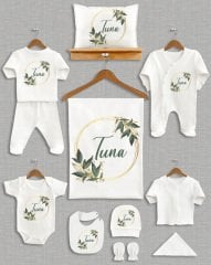 Yeşil Yaprak Çelenk Tasarımı 11'li Organik  Hastane Çıkışı