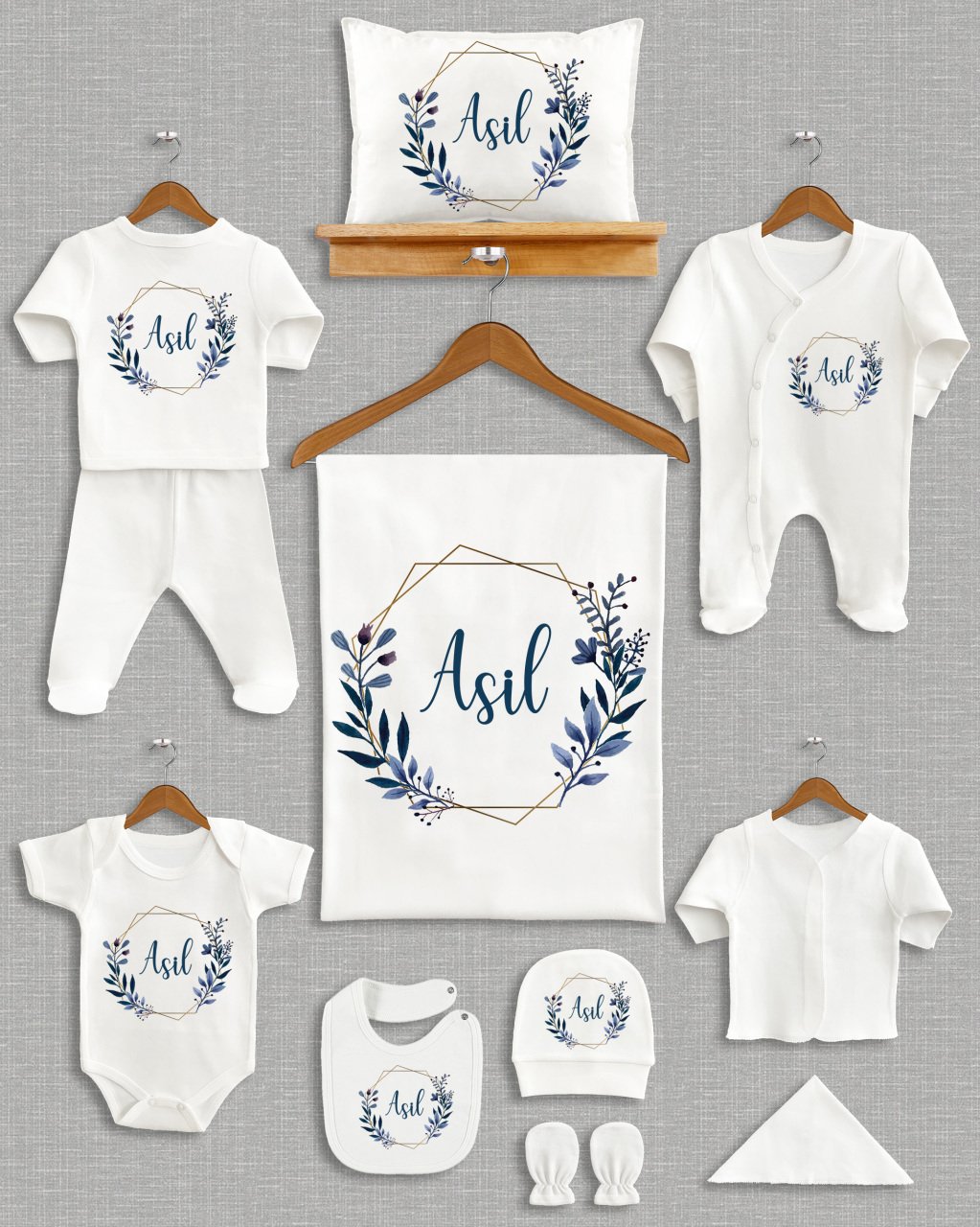 Mavi Yapraklı Tasarım 11'li Organik Hastane Çıkışı