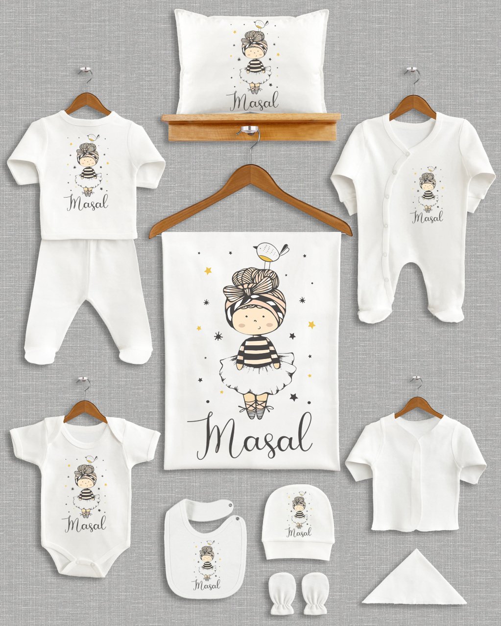 Sevimli Kız Tasarımı 11'li Organik  Hastane Çıkışı