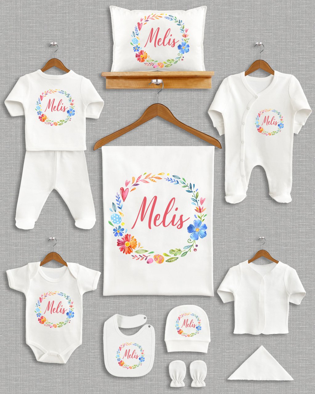 Renkli Çiçek Tasarımı 11'li Organik  Hastane Çıkışı