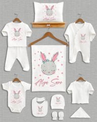 Sevimli Tavşan Tasarımı 11'li Organik İsme Özel Hastane Çıkışı