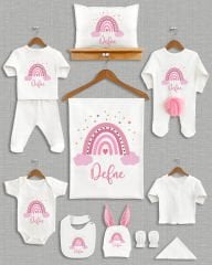 Gökkuşağı Tasarımı Ponponlu Tavşan Kulaklı 11'li Organik Hastane Çıkışı