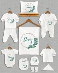 Yaprak Çelenk Tasarımı 11'li Organik İsme Özel Hastane Çıkışı