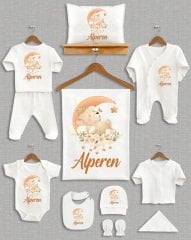 Ay Üzerinde Uyuyan Aslan Tasarım 11'li Organik  Hastane Çıkışı