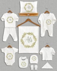 Yaprak Çelenk Tasarımı 11'li Organik İsme Özel Hastane Çıkışı