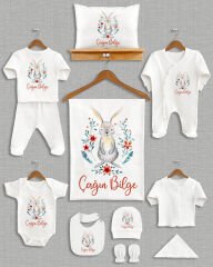 Sevimli Tavşan Tasarımı 11'li Organik İsme Özel Hastane Çıkışı