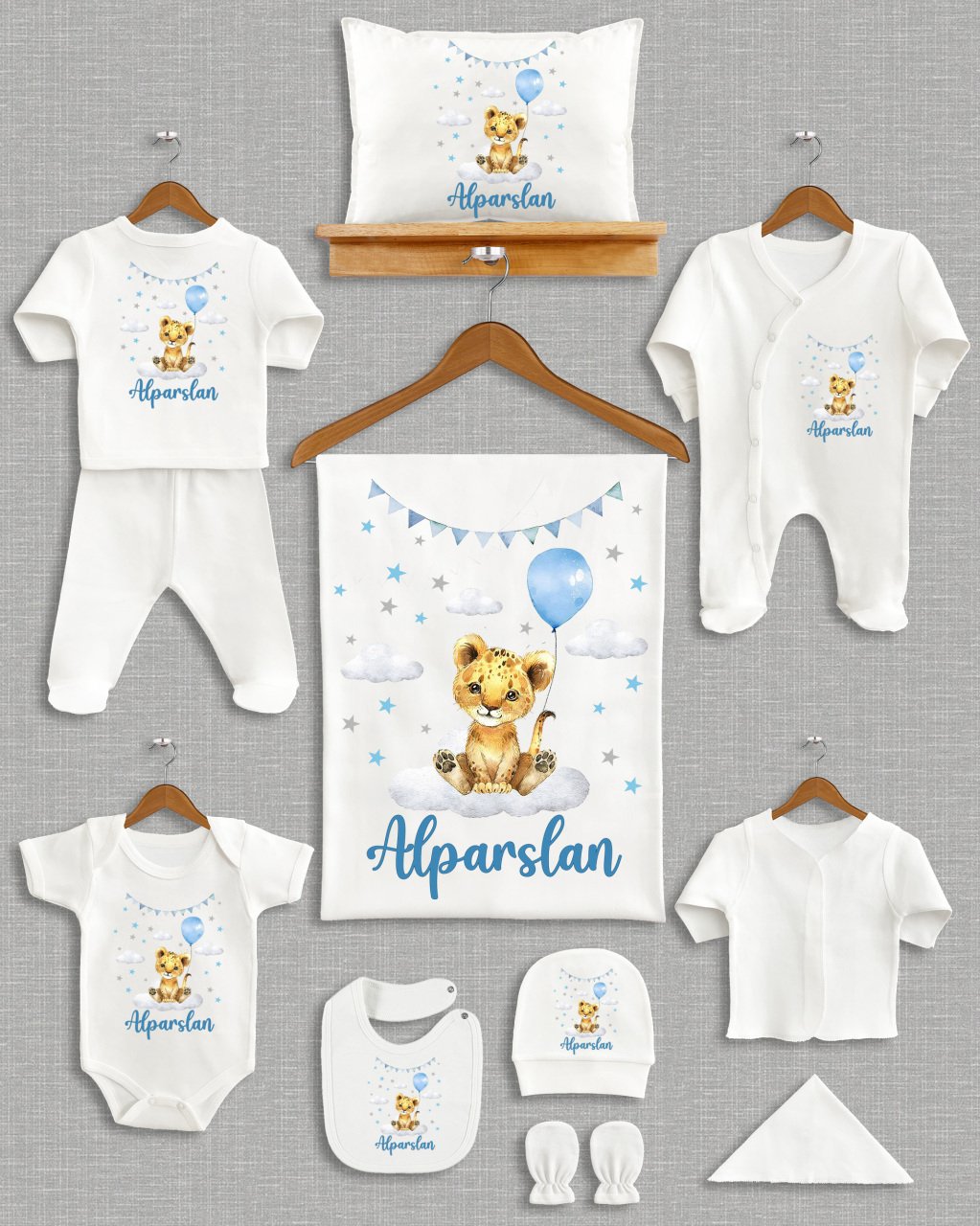 Bulut Üzerinde Aslan Tasarım 11'li Organik  Hastane Çıkışı