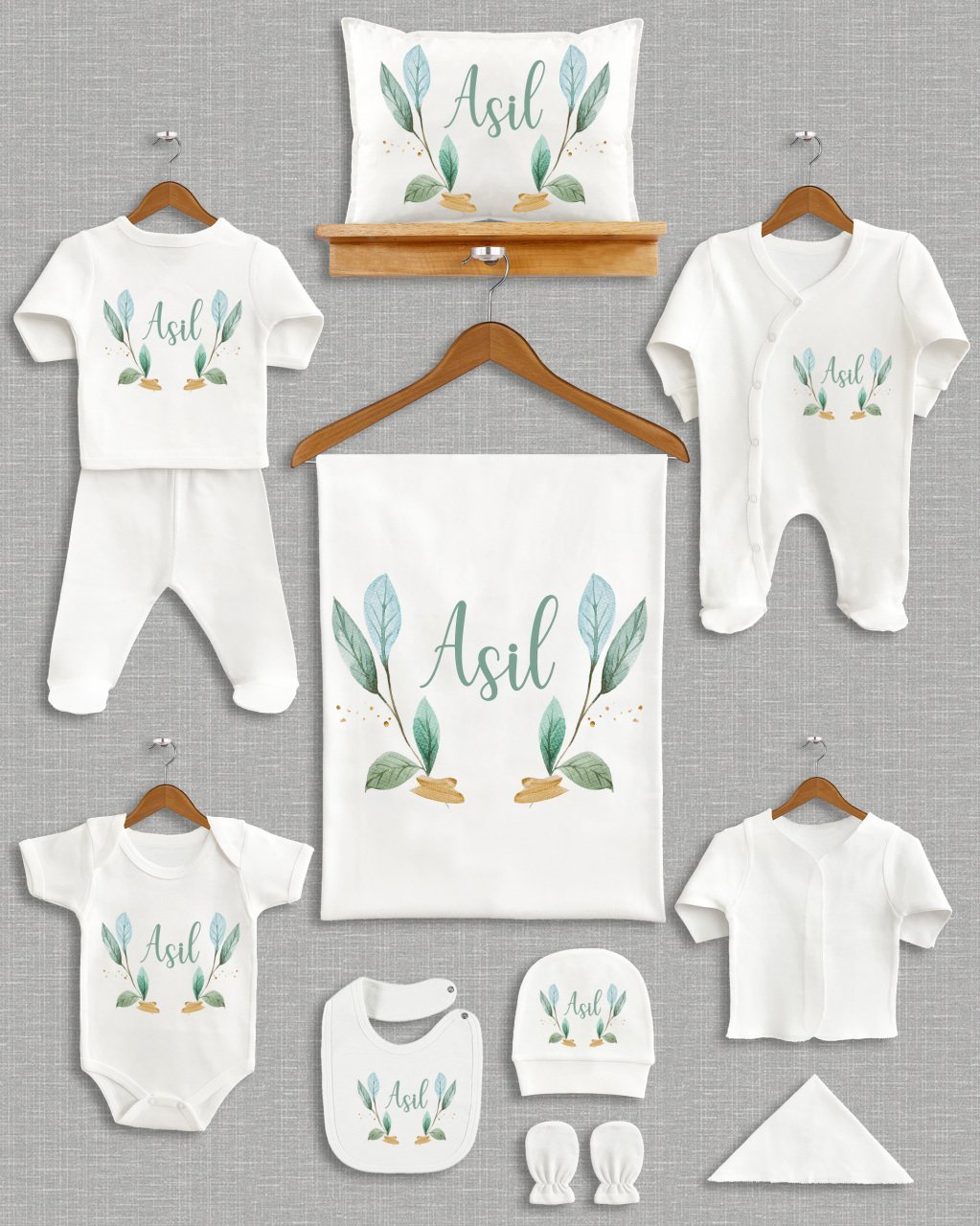 Pastel Yaprak Tasarımı 11'li Organik  Hastane Çıkışı