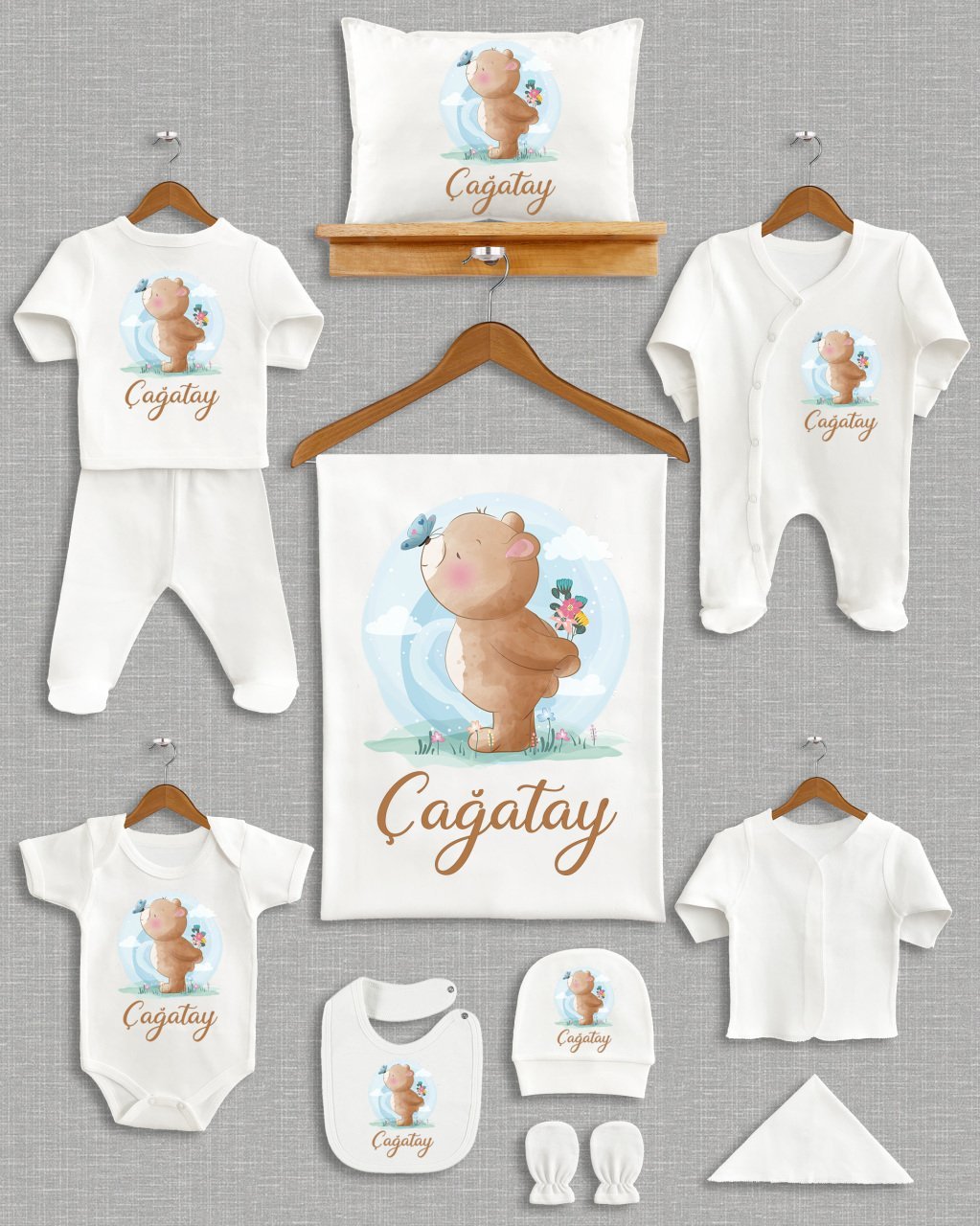 Sevimli Ayıcık Tasarımı 11'li Organik  Hastane Çıkışı