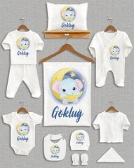 Aya Tutunan Sevimli Fil Tasarımı 11'li Organik  Hastane Çıkışı