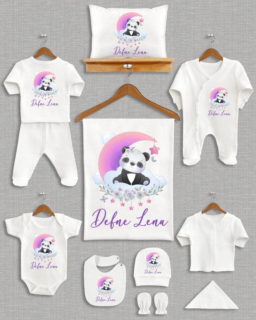 Sevimli Panda Tasarımı 11'li Organik  Hastane Çıkışı