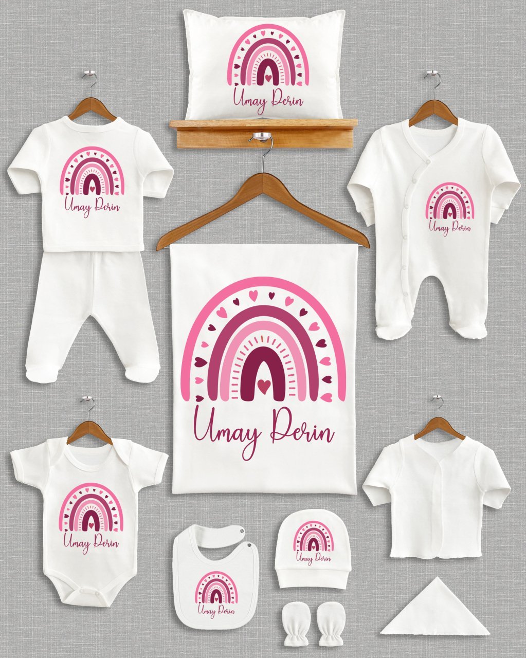 Renkli Gökkuşağı Tasarımı 11'li Organik  Hastane Çıkışı