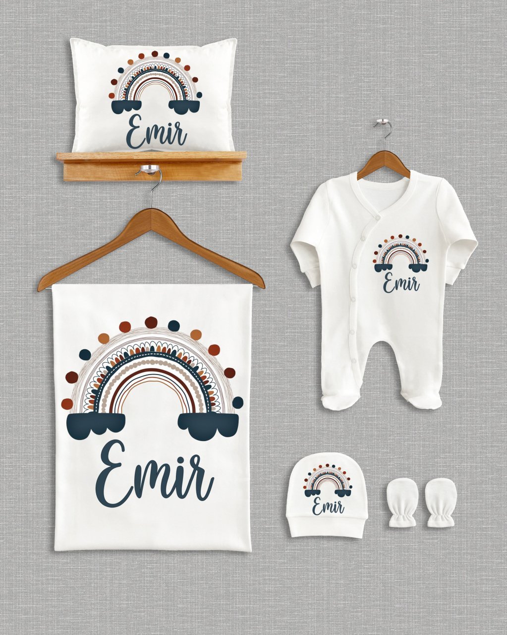 Lacivert Gökkuşağı Tasarımı 5'li Organik Hastane Çıkışı