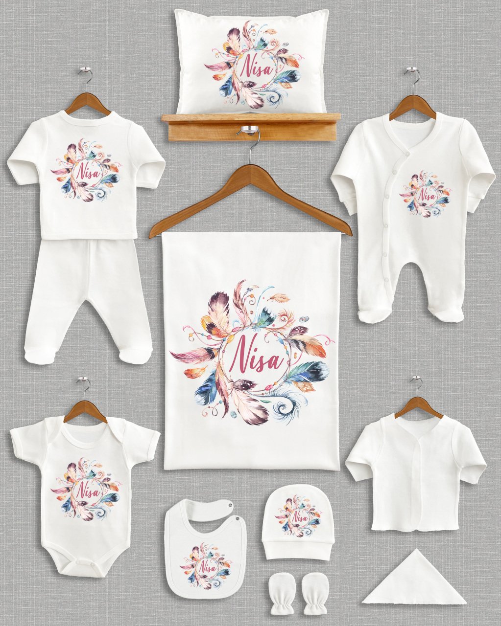 Renkli Tüylü Tasarımı 11'li Organik  Hastane Çıkışı