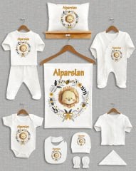 Çelenk İçinde Sevimli Aslan Tasarımı 11'li Organik  Hastane Çıkışı