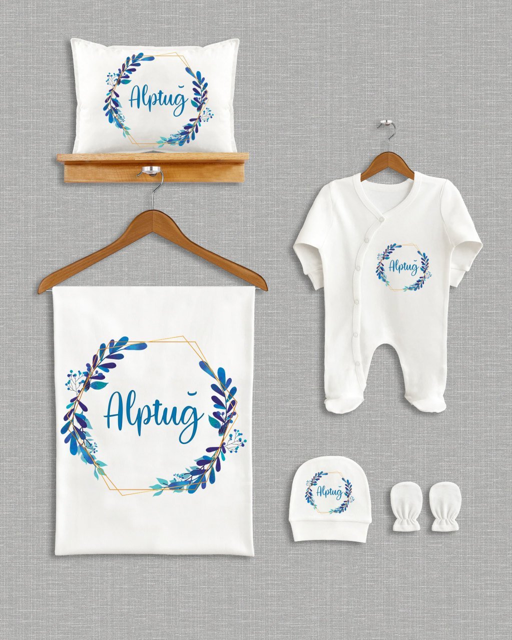 Mavi Çelenk Tasarımı 5'li Organik Hastane Çıkışı