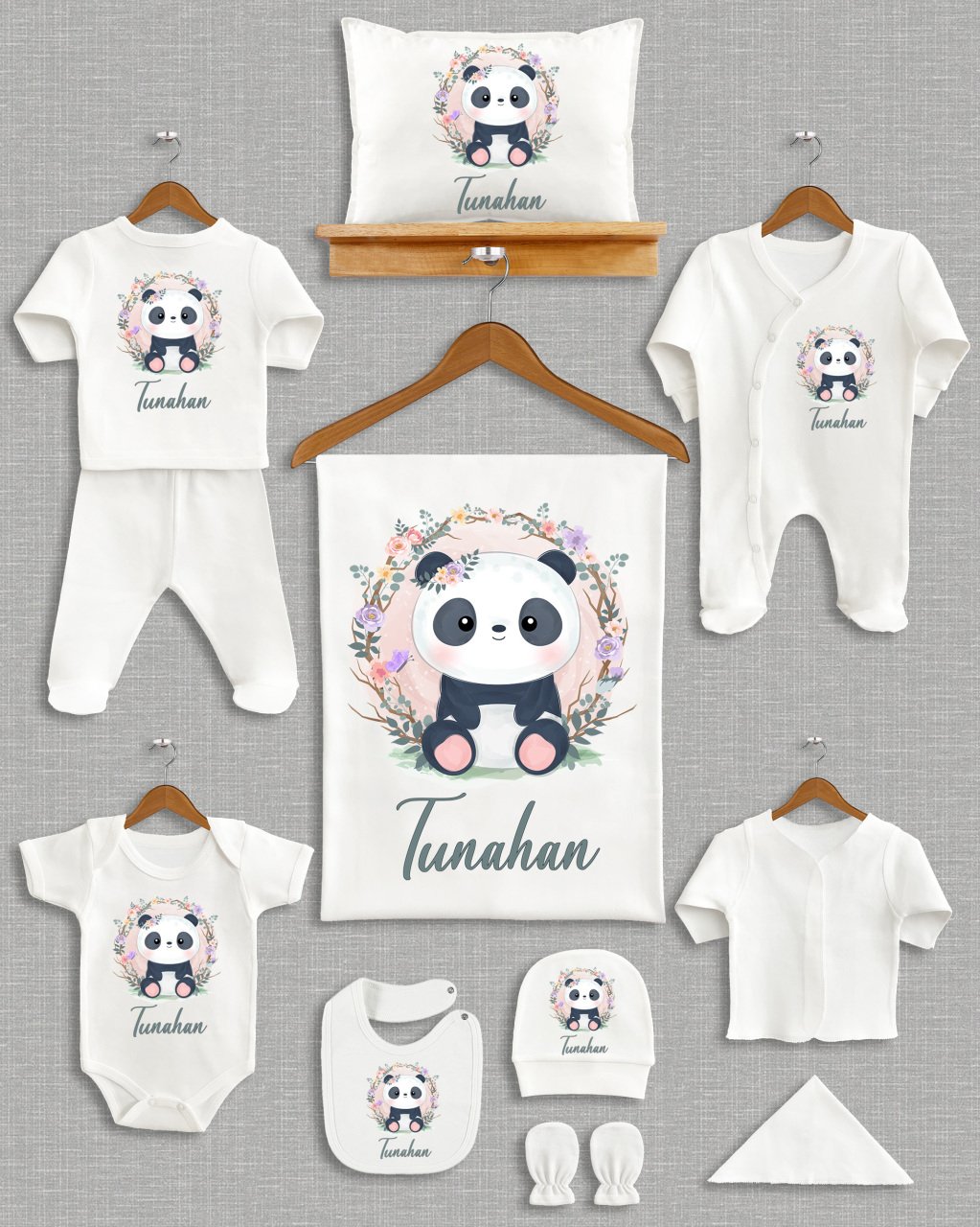 Sevimli Panda Tasarımı 11'li Organik  Hastane Çıkışı