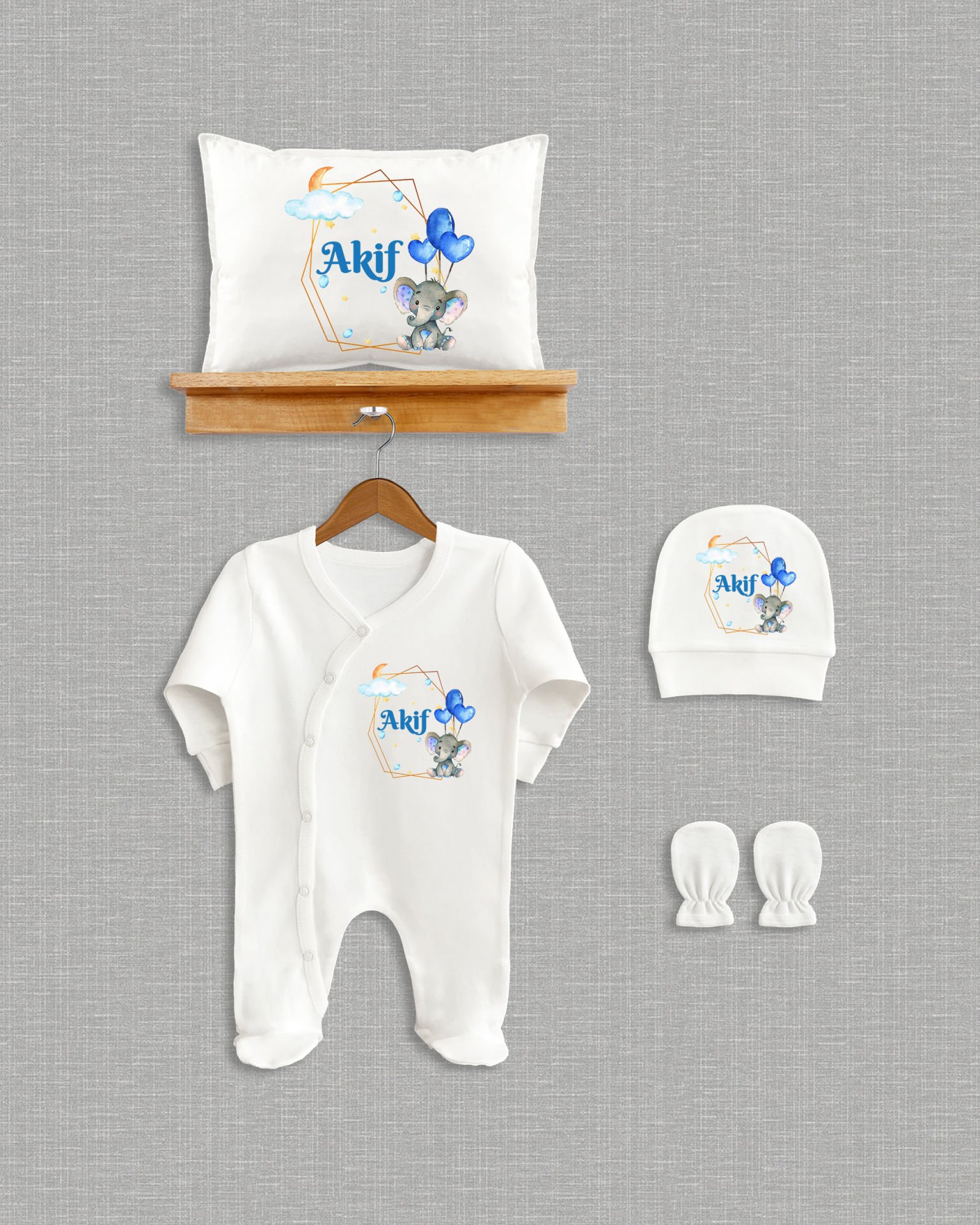 Balonlu Fil Tasarımı 4'lü Organik Hastane Çıkışı