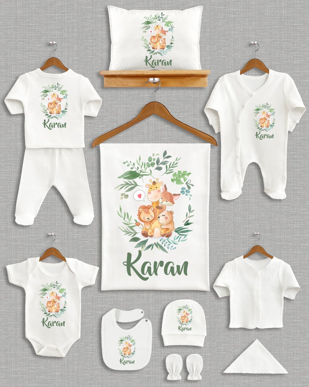 Ormanda Sevimli Hayvanlar Tasarımı 11'li Organik  Hastane Çıkışı