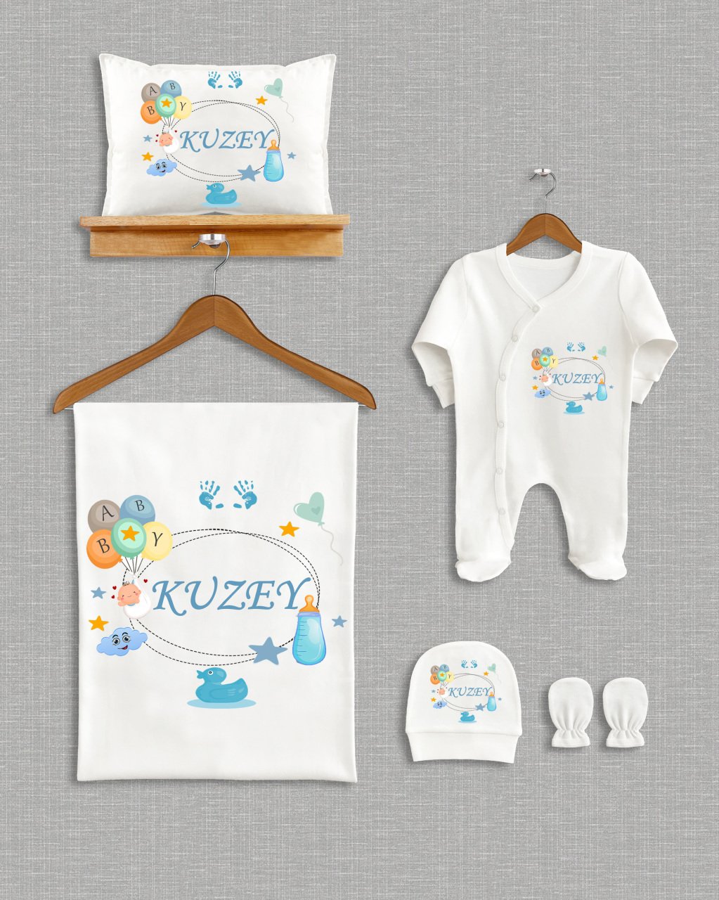 Sevimli Bebek Tasarımı 5'li Organik Hastane Çıkışı