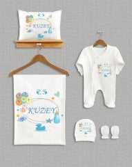 Sevimli Bebek Tasarımı 5'li Organik Hastane Çıkışı