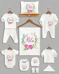 Pastel Çiçekli Tasarım 11'li Organik  Hastane Çıkışı